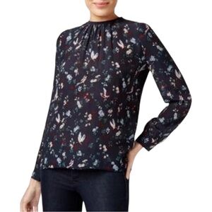 Weekend Max Mara Edmea Blue Floral Bird Print Blouse